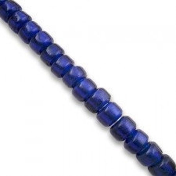 Glass Crow Pony Beads X 6mm TRANSLUCENT BLUE 100 per Strand