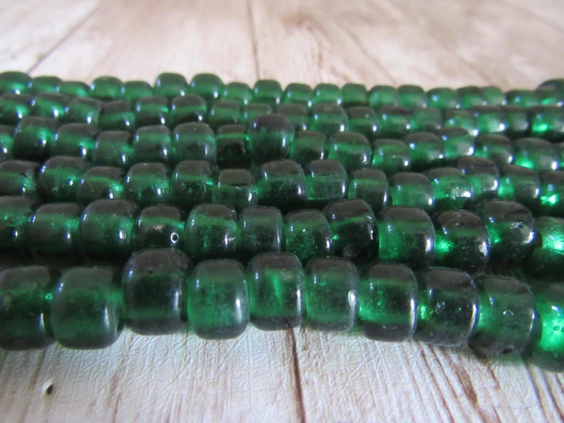 Cuentas de cuervo de vidrio verde translúcido de 9 x 6 mm - Material para joyería y manualidades, tira de 100 imagen 3
