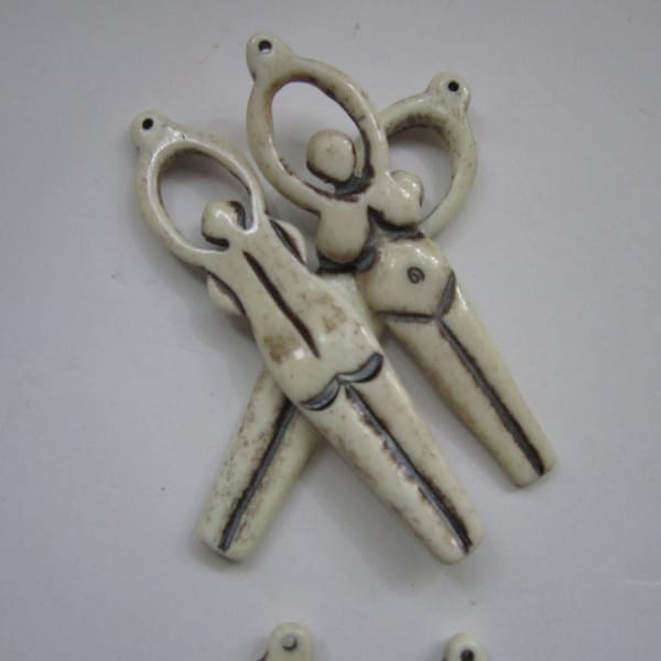 Bone Goddess Pendants  Beads Carved Buffalo Jewelry Craft Making