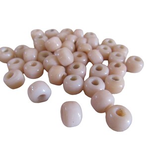Glass Crow Off White/Beige Beads 9 x 6mm 100 Pony Tribal Jewelry/Craft Projects image 2