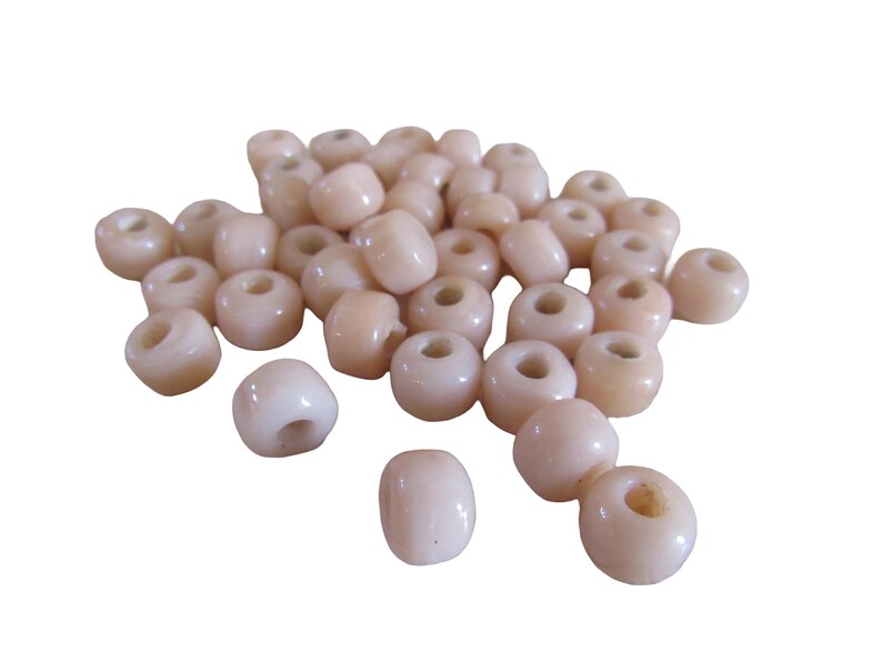 Glass Crow Off White/Beige Beads 9 x 6mm 100 Pony Tribal Jewelry/Craft Projects image 2