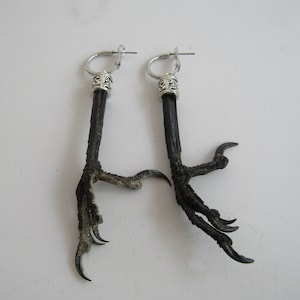 Real Crow Feet/Talon Claw Earrings Bird Feet Animal Bone Jewelry E390