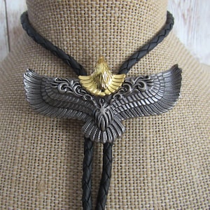 Eagle Bolo Tie Necklace Wedding Western Necktie Jewelry Two Tone