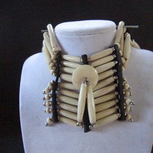 Buffalo Bone Breastplate Choker Buffalo Bone Boho Choker Indian Hairpipe Choker Native Necklace Antique White