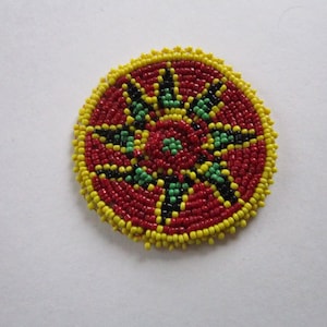 Beaded Rosette Medallion Tribal Regalia Bead work Leather Craft Regalia 4D