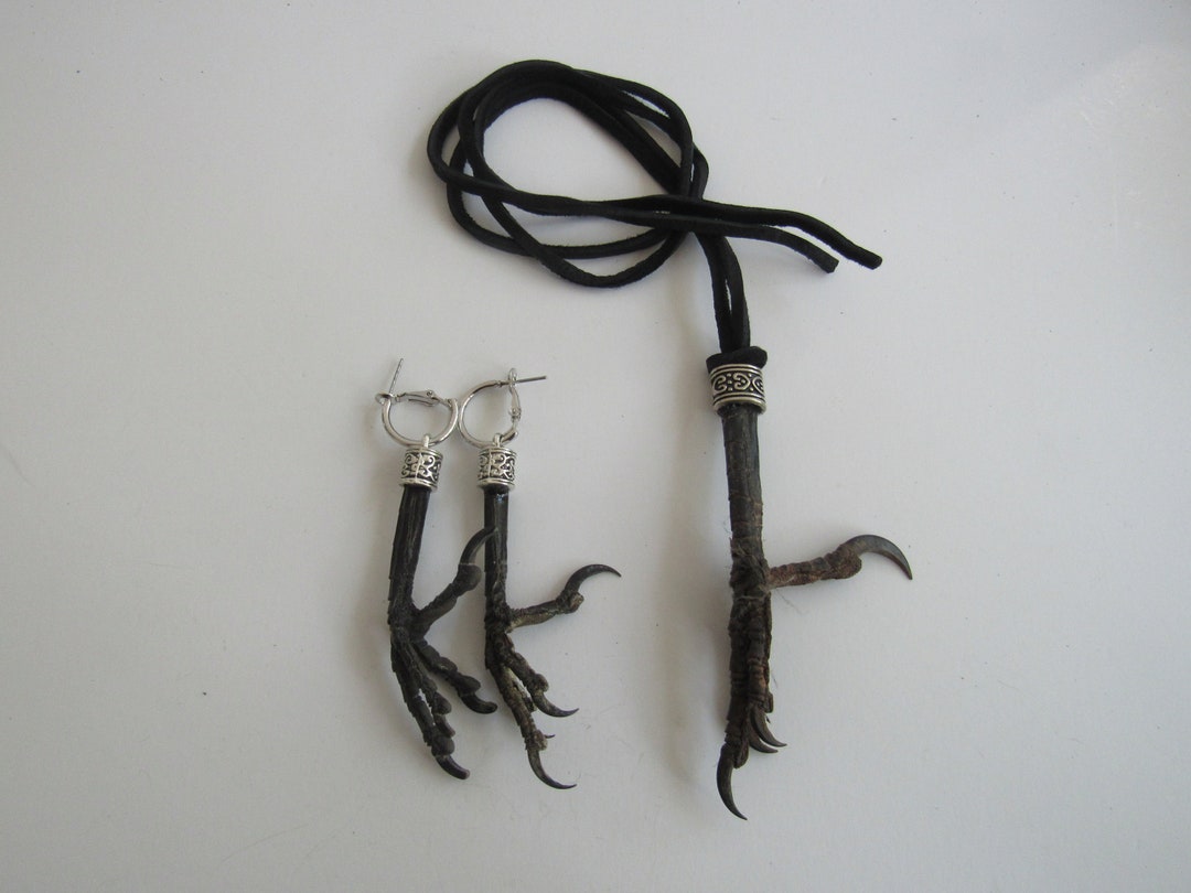 Real Crow Feet/talon Claw Necklace/earrings Bird Feet Animal Bone