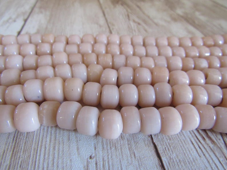 Glass Crow Off White/Beige Beads 9 x 6mm 100 Pony Tribal Jewelry/Craft Projects image 3