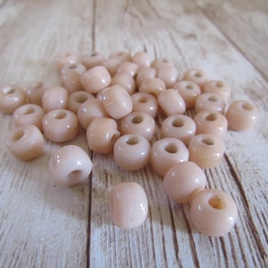 Glass Crow Off White/Beige Beads 9 x 6mm 100 Pony Tribal Jewelry/Craft Projects image 1
