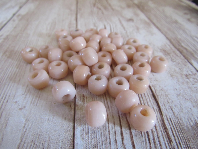 Glass Crow Off White/Beige Beads 9 x 6mm 100 Pony Tribal Jewelry/Craft Projects image 1