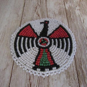 3 po., perles de verre, rosace Thunderbird, médaillon, tenue tribale, perlage, artisanat, 9 ch