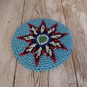 Beaded Rosette Medallion Tribal Regalia Beadwork Craft Sewing Leather Patch 8A