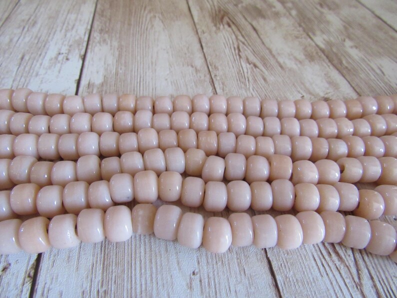 Glass Crow Off White/Beige Beads 9 x 6mm 100 Pony Tribal Jewelry/Craft Projects image 4