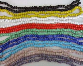 Opague Glass Crow Pony Beads 9mm x 6mm 100 pcs  Jewelry/Craft Projects You choose 7 color choices