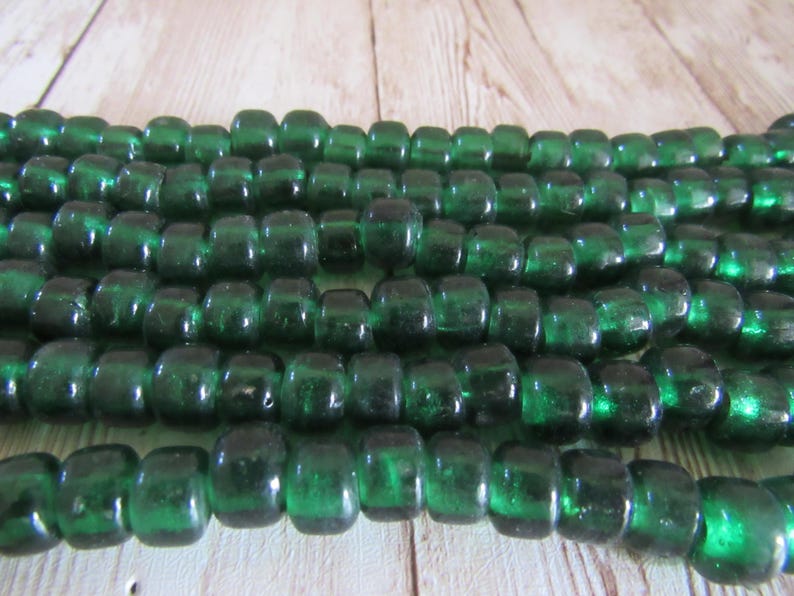 Cuentas de cuervo de vidrio verde translúcido de 9 x 6 mm - Material para joyería y manualidades, tira de 100 imagen 4