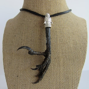 Real Crow Foot/Talon Claw Necklace Cheetah Head Bird Feet Animal Bone Jewelry