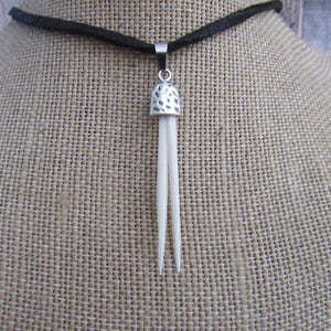 Collar de púas de raya, joyería de espina de pescado, joyería de hueso de animal, plata/oro