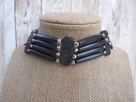 Black Choker Buffalo Bone Geronimo Regalia Pow Wow Indian Plain