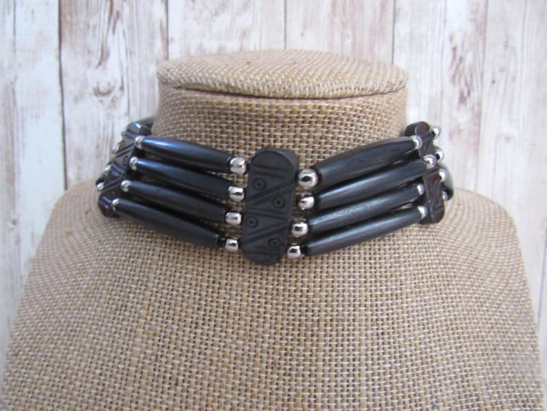 Black Choker Buffalo Bone Geronimo Regalia Pow Wow Indian Plain image 1