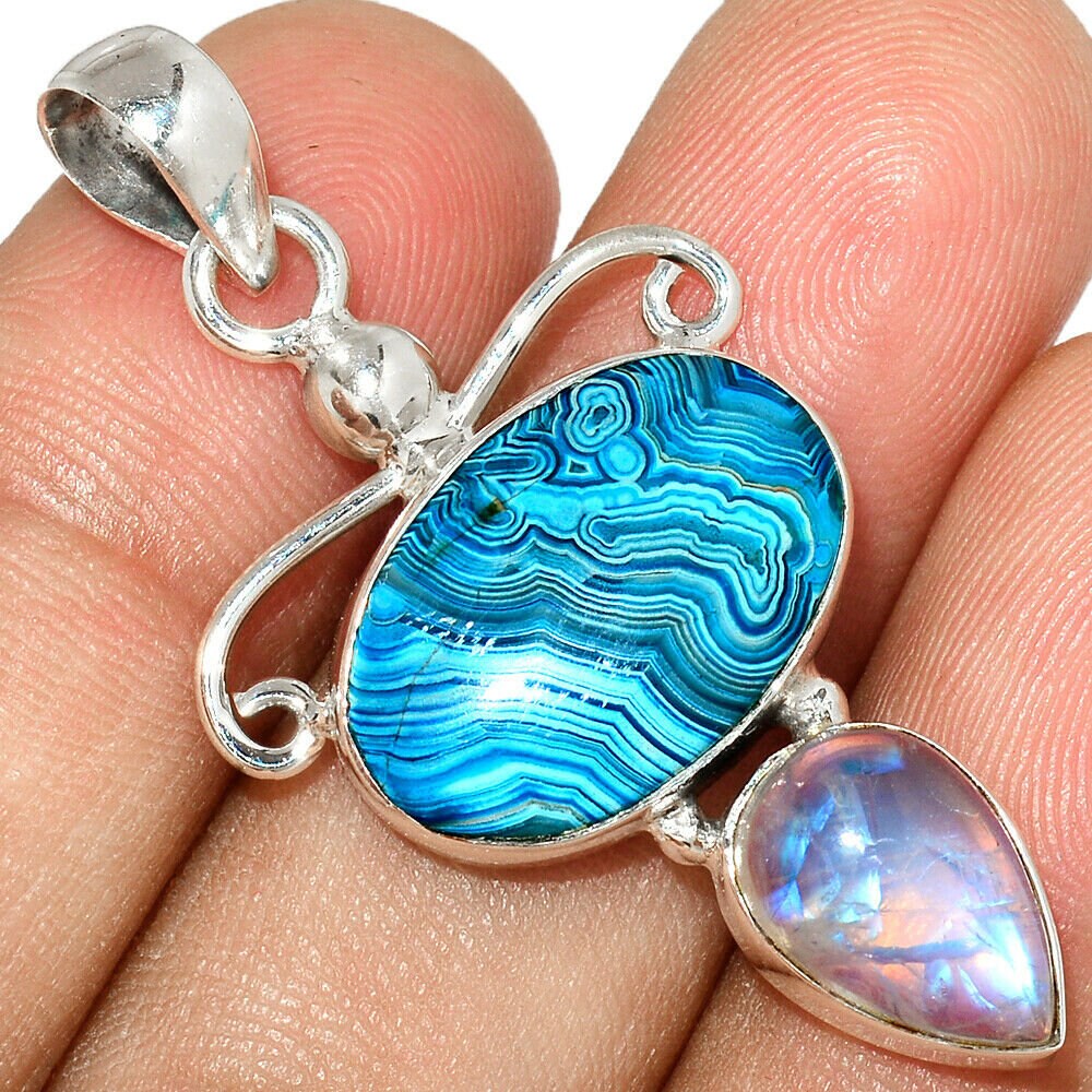 Laguna Lace Agate pendant in sterling silver