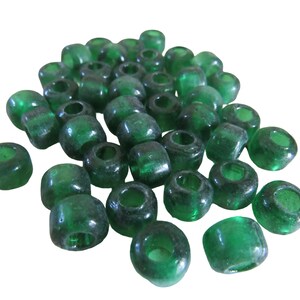 Cuentas de cuervo de vidrio verde translúcido de 9 x 6 mm - Material para joyería y manualidades, tira de 100 imagen 2