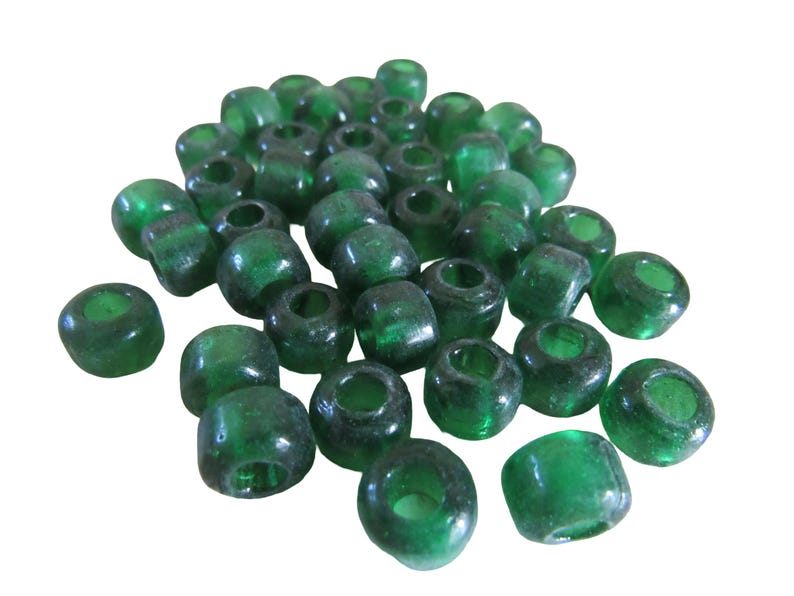 Cuentas de cuervo de vidrio verde translúcido de 9 x 6 mm - Material para joyería y manualidades, tira de 100 imagen 2