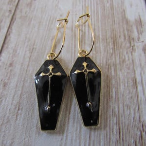 Black Coffin Earrings Vampire Coffin Dangle Earrings Halloween Jewelry