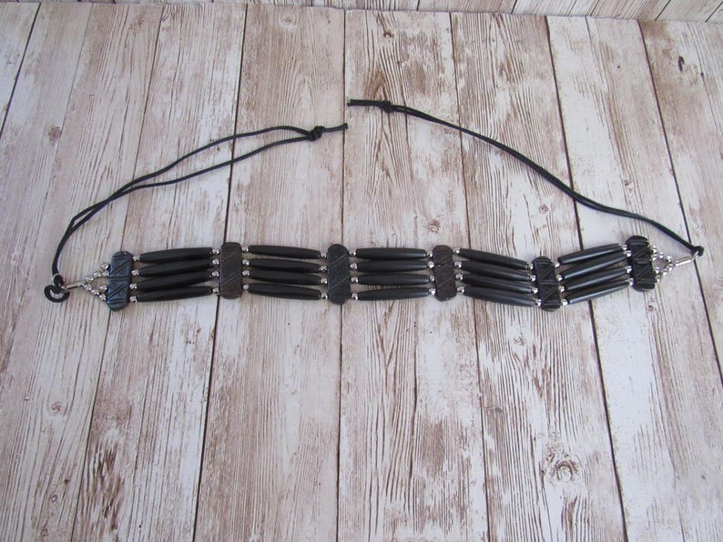 Black Choker Buffalo Bone Geronimo Regalia Pow Wow Indian Plain image 3