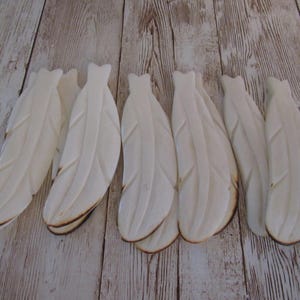 Carved Buffalo Bone Feather Pendant with Brown Tip, Jewelry Making (3 1/4" Long) BP37