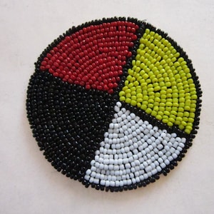 3&quot; Glass Beaded Rosette  Medicine Wheel 4 Direction Tribal Regalia Beadwork Craft mw1