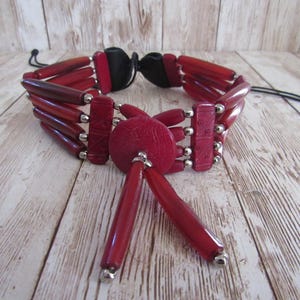 Gargantilla de hueso de búfalo, collar de hueso, pipa roja, collar nativo, gargantilla tribal, joyería bohemia