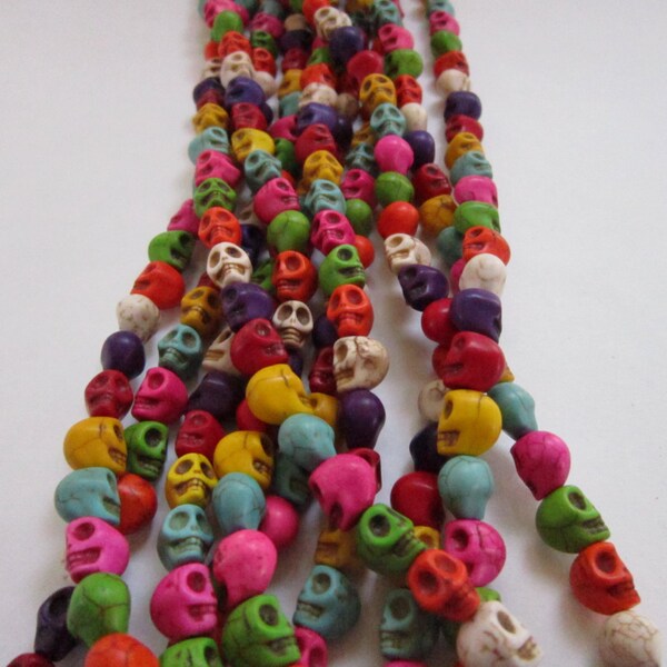 40 CLAY SKULL Beads Multi Colored Jewelry Craft  Pendants