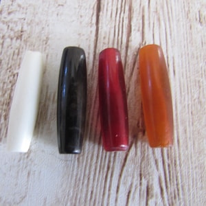 25 Buffalo Bone/Horn 1"  Hairpipe Beads Yellow, Black Red & White Jewelry/craft Making