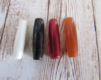 25 Buffalo Bone/Horn 1"  Hairpipe Beads Yellow, Black Red & White Jewelry/craft Making