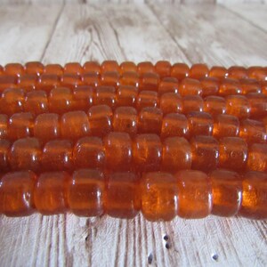 Translucent Orange Glass Crow Pony Beads 9 x 6mm - Jewelry/Craft Supply, 100 Strand image 4