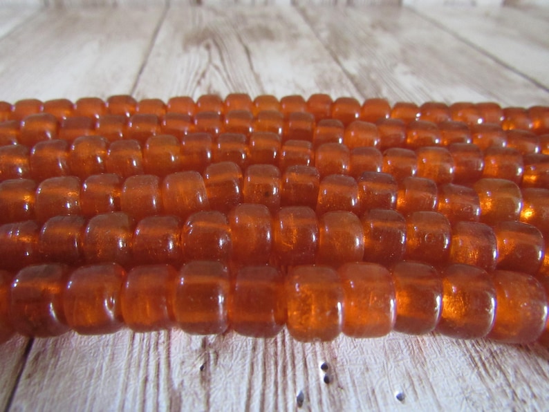 Translucent Orange Glass Crow Pony Beads 9 x 6mm - Jewelry/Craft Supply, 100 Strand image 4