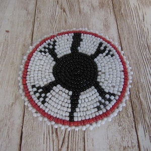 Glass Beaded 3" Turtle Rosette Medallion Tribal Regalia Beadwork Craft 7A