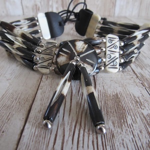 Handmade Buffalo Bone Choker Bone Necklace Two Tone Regalia Native Necklace Tribal Choker Boho Jewelry