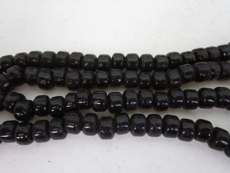 Glass Crow Pony Beads 9 x 6mm BLACK 100 per strand JewelryCraft Projects