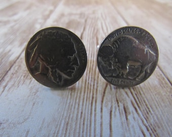 Real Buffalo Indian Head Nickel Cufflinks Polished Vintage Coin Jewelry CL6