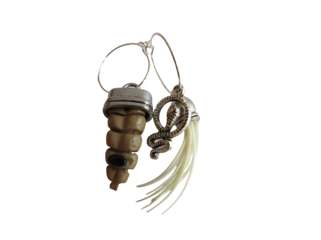 Rattlesnake Rattler Tail & Rib Bone Earrings Jewelry Snake Spirit ...
