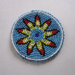 Beaded Rosette Medallion Tribal Regalia Beadwork Leather Craft Sewing Regalia 4C