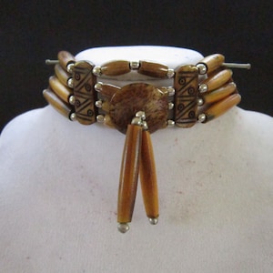 Brown Choker Buffalo Bone  Regalia Pow Wow Regalia Indian Native Bone Necklace