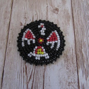 1 1/2" Glass Beaded Thunderbird  Rosette Medallion Tribal Regalia Beadwork Craft 9AS