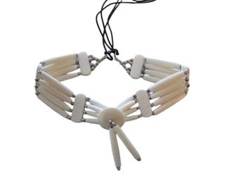 White Choker Buffalo Bone Geronimo Regalia Pow Wow Indian