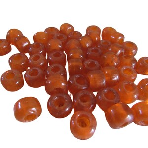 Translucent Orange Glass Crow Pony Beads 9 x 6mm - Jewelry/Craft Supply, 100 Strand image 2