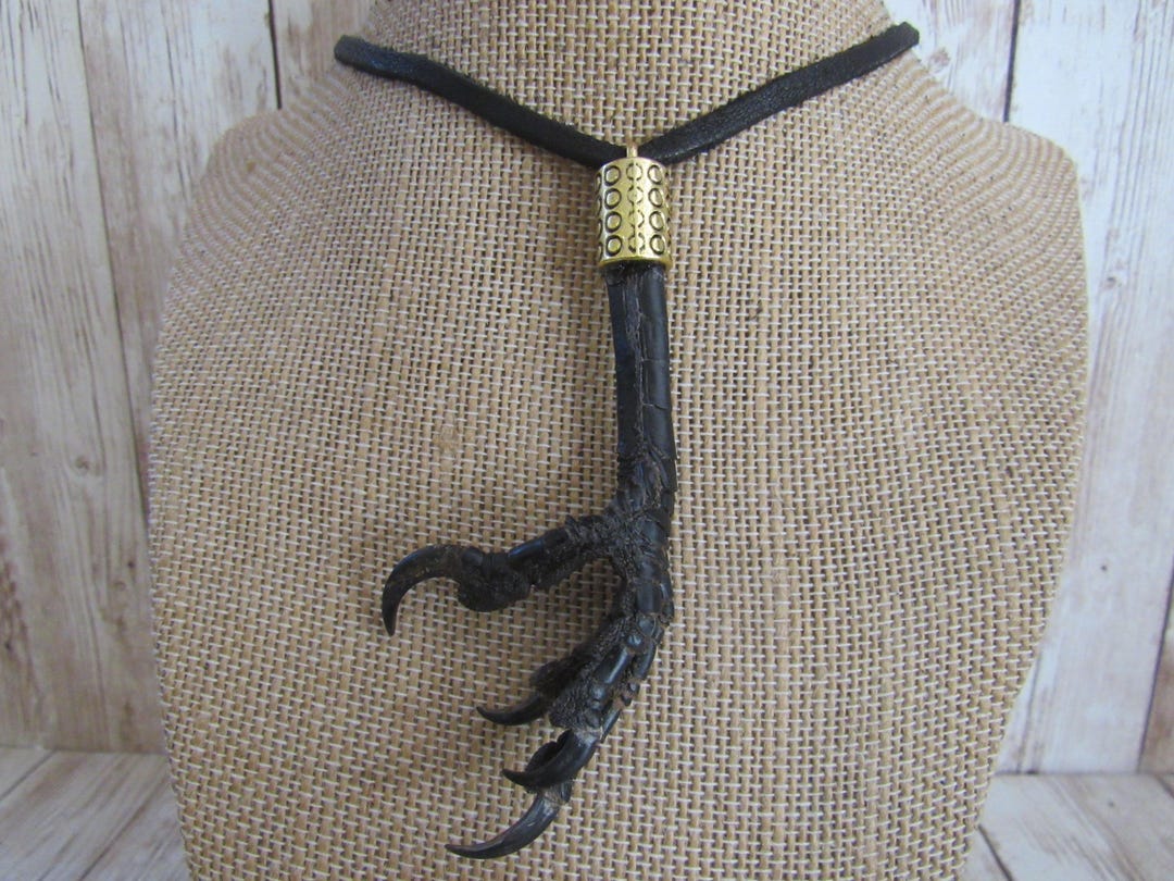 Real Crow Foot/talon Claw Necklace Bird Feet Animal Bone Jewelry Gold ...