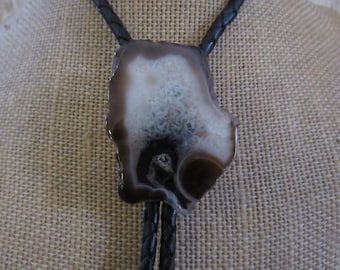 Natural Agate Slice Bolo Tie Necklace Wedding Western Necktie Jewelry N6447