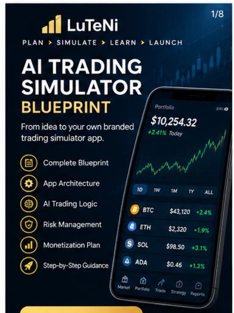 Ritplan för AI-handelssimulator | Utveckling av Fintech-appar för Android + iOS | Specifikationer för AI-verksamhet och produkt bild 1