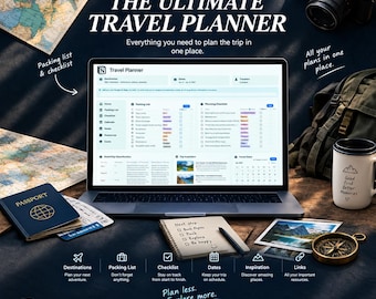 Travel Planner Notion Template | Trip Planning System | Itinerary, Budget & Packing List | Digital Download