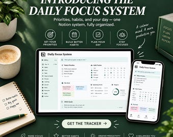 Daily Planner Notion Template | Productivity System | Priority Matrix & Habit Tracker | Digital Download